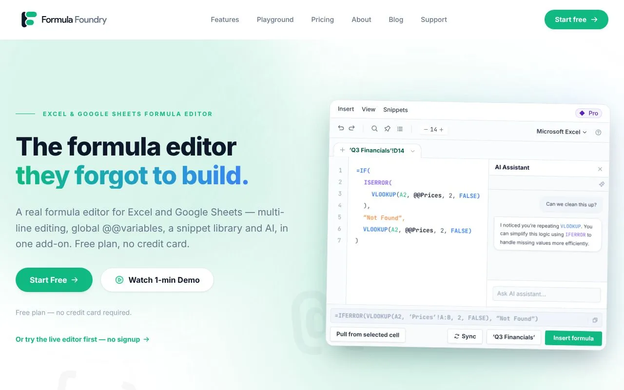 Formula Foundry homepage screenshot