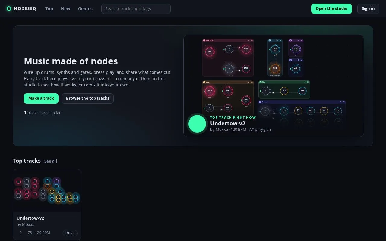 NodeSeq homepage screenshot