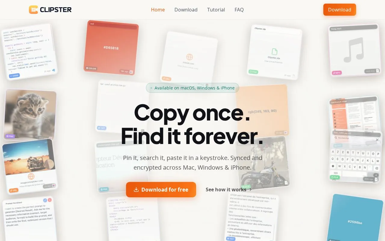 Clipster homepage screenshot