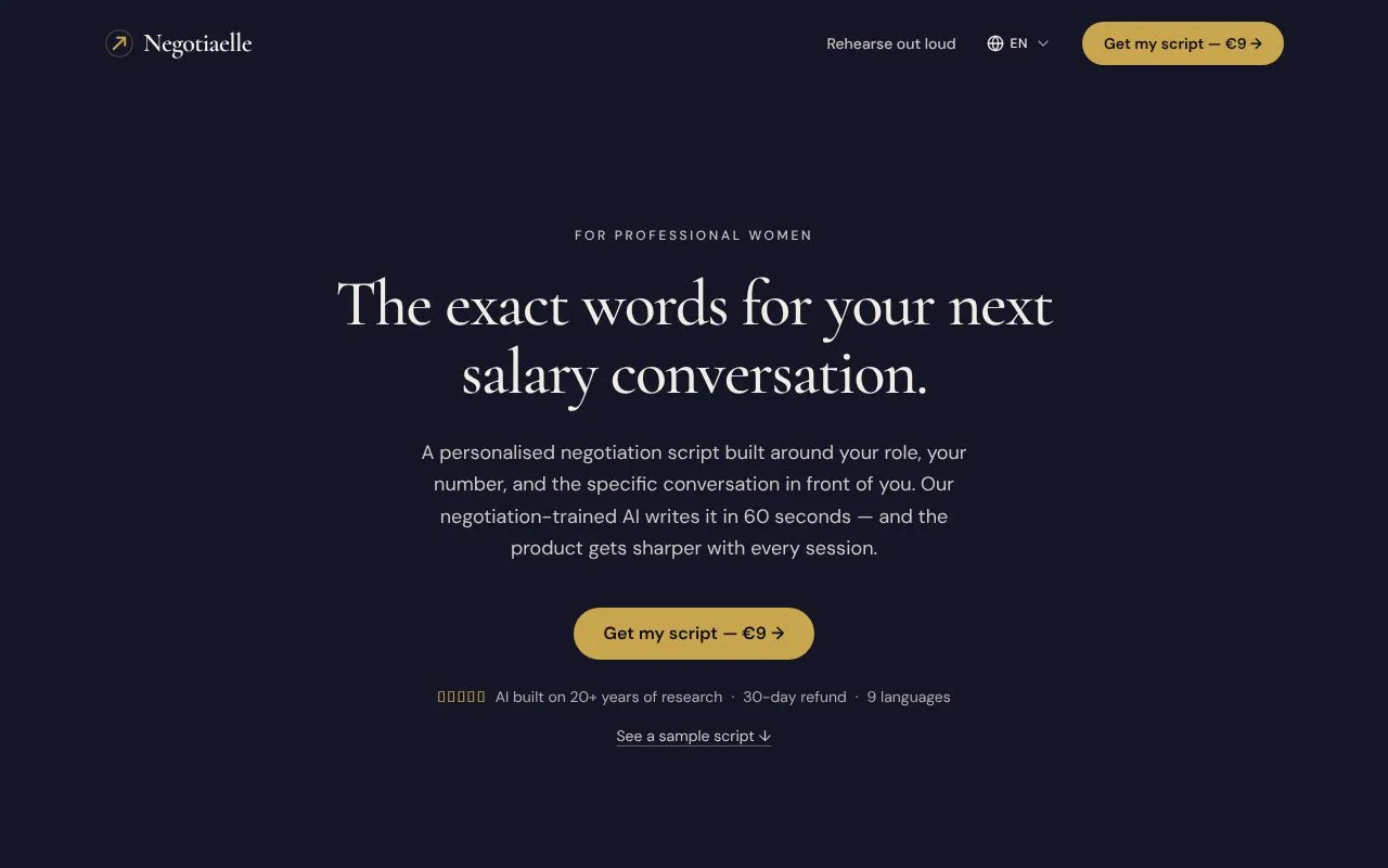 Negotiaelle homepage screenshot
