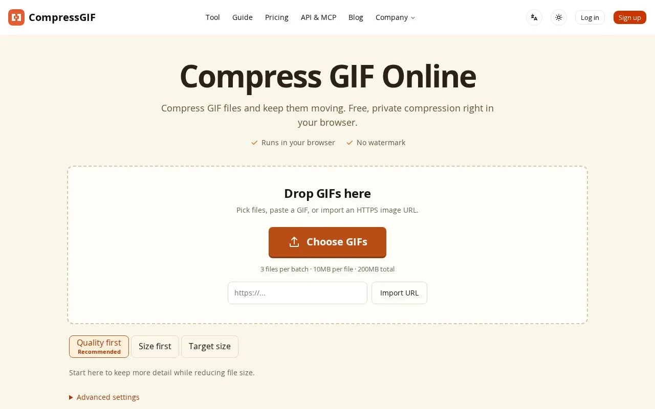 CompressGIF homepage screenshot
