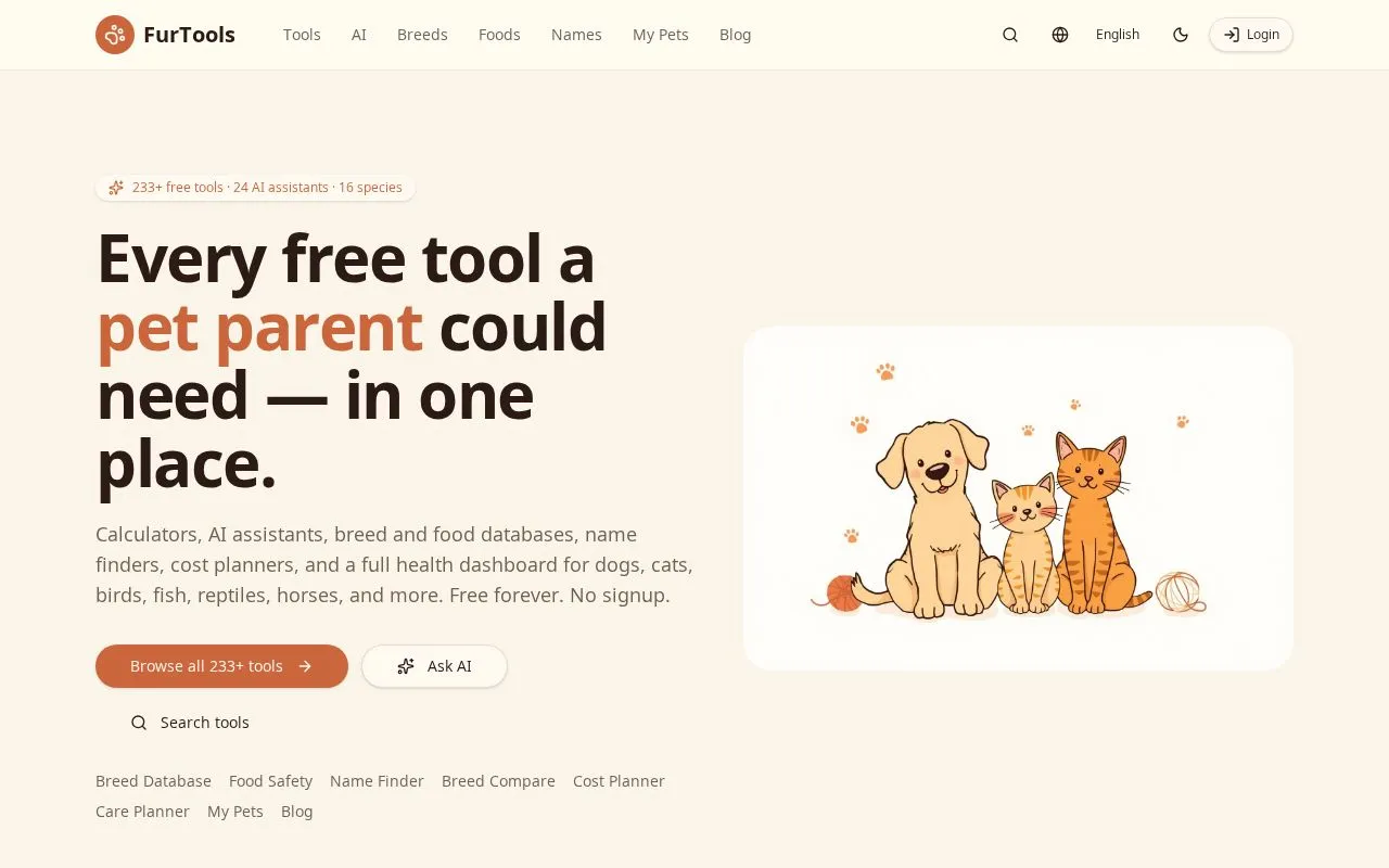 FurTools homepage screenshot