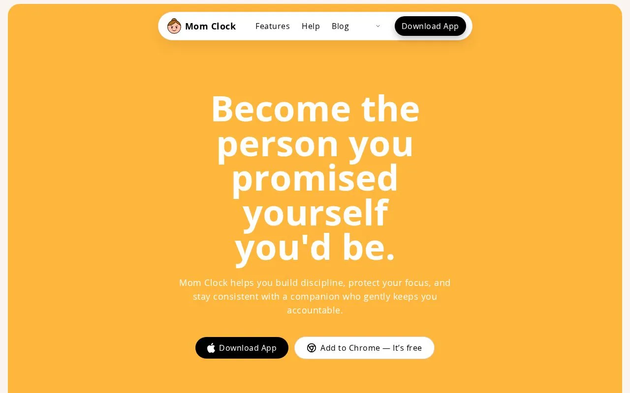 Mom Clock homepage screenshot