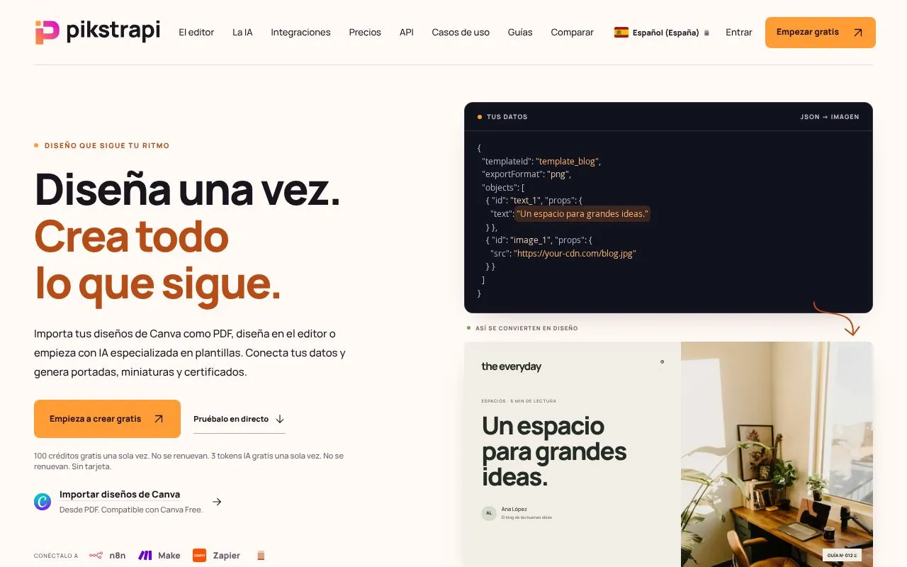Pikstrapi homepage screenshot