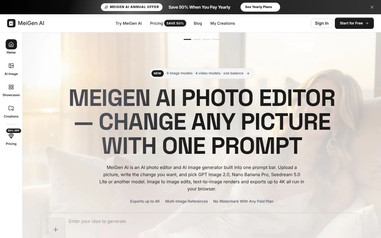 MeiGen AI homepage screenshot