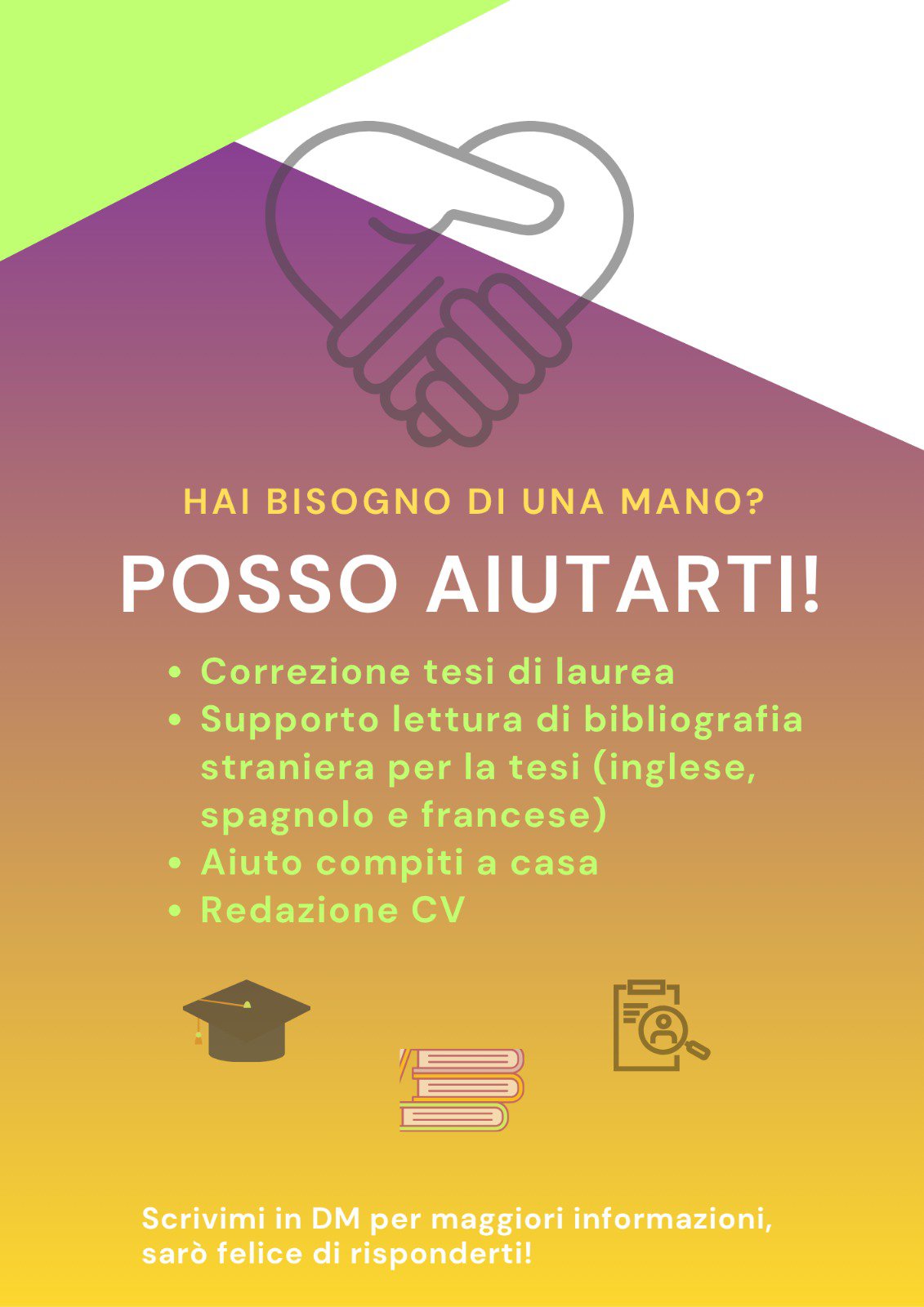 Offro ripetizioni, traduzioni, supporto tesi