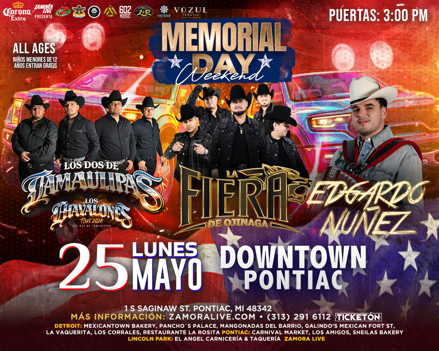 Pontiac se prepara para una gran fiesta de Memorial Day con estrellas del regional mexicano