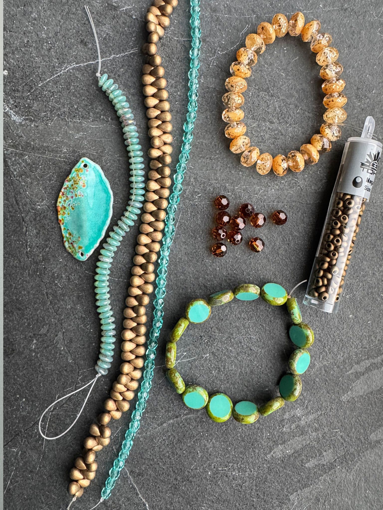 Andria's Beading corner. Let's make a necklace with an enamel pendant and Czech glass.
