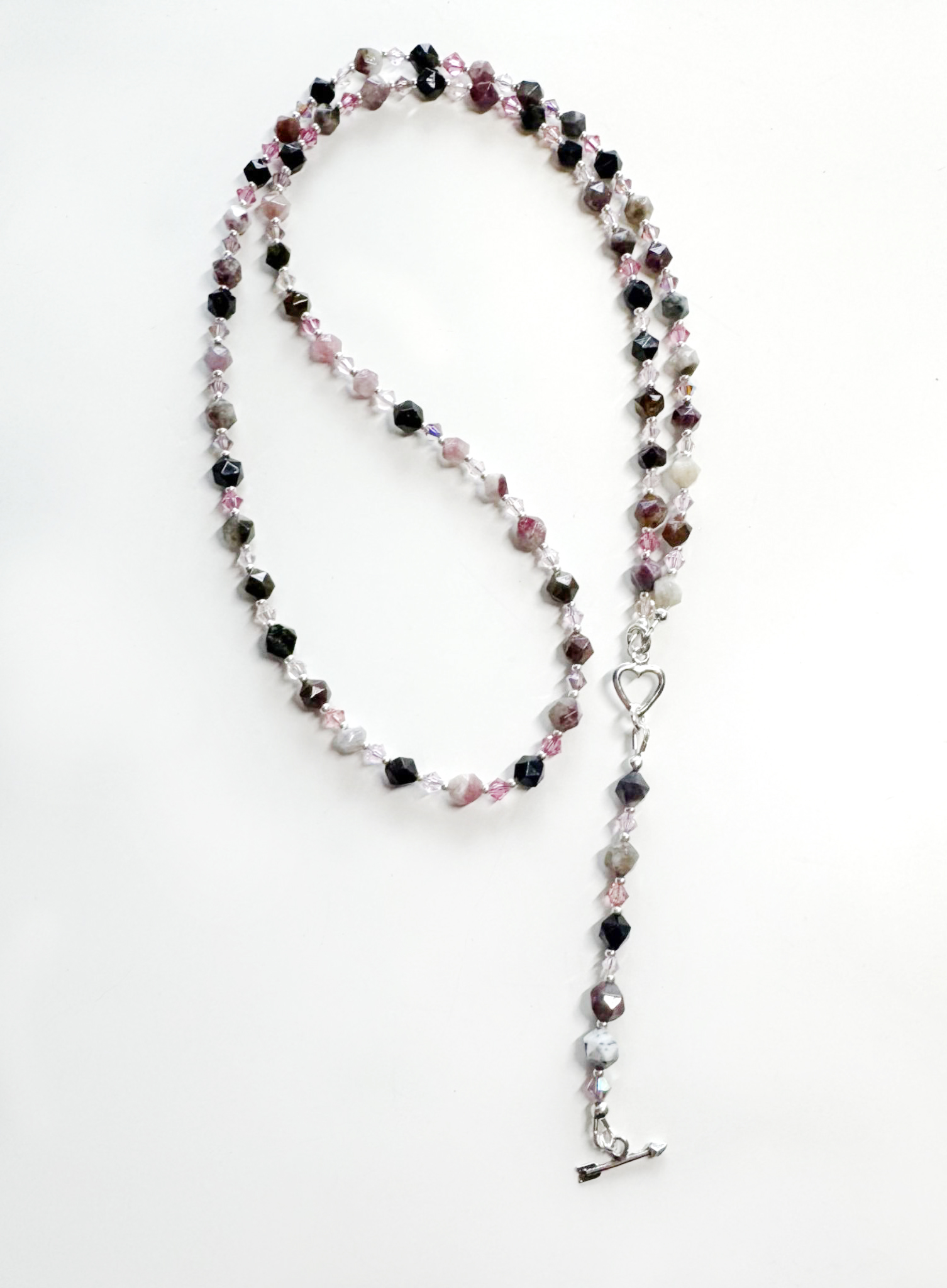Andria's Beading Corner: Let's make a  Y necklace with tourmaline and crystals 
