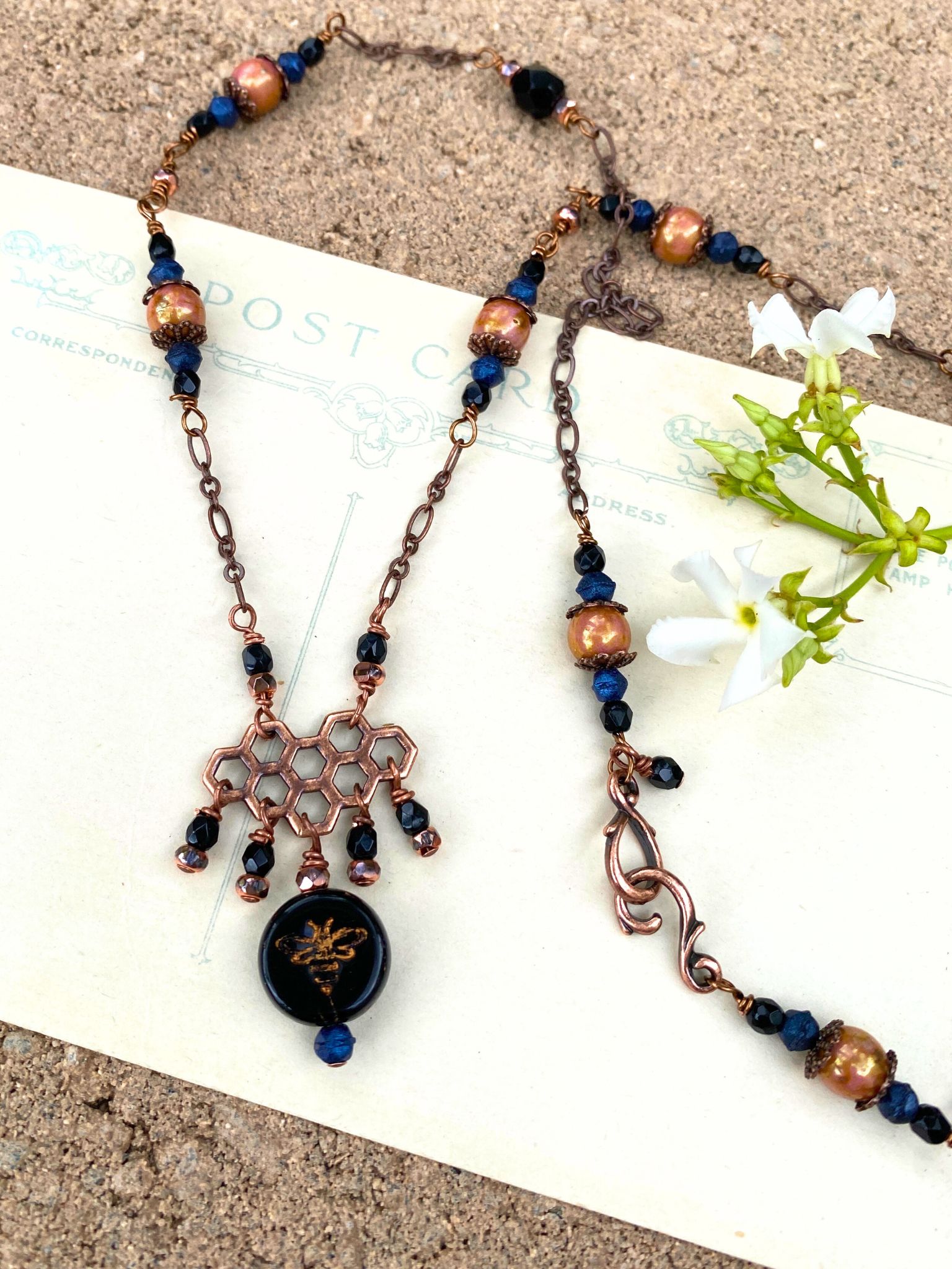 Julie's Bead Table: Vintage Inspired Honeycomb Necklace
