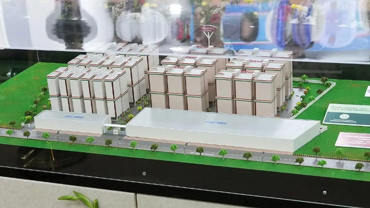 Foundation Stone for Indiramma Housing Towers in Raidurg Laid