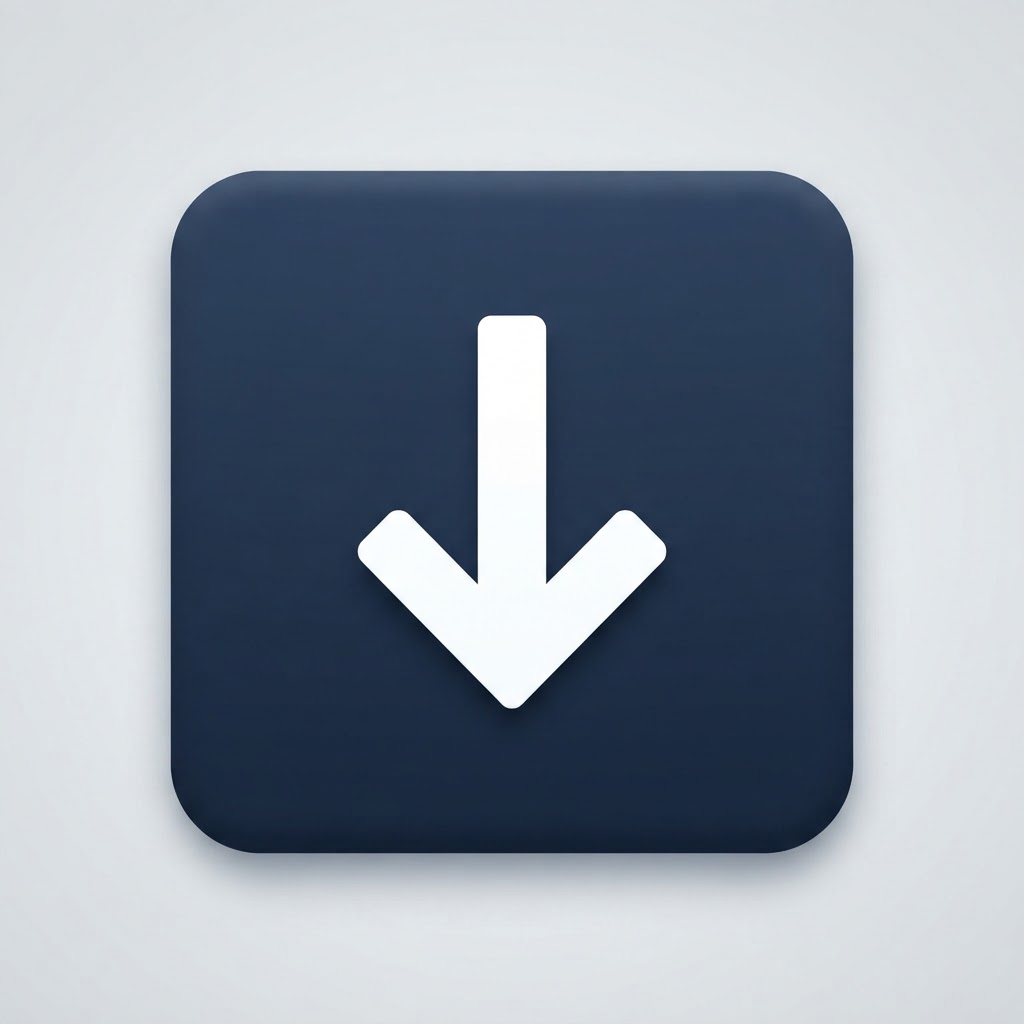 Bold downward arrow graphic icon