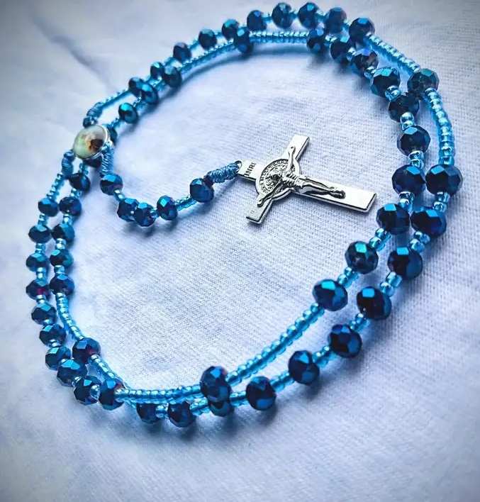 blue catholic rosary 