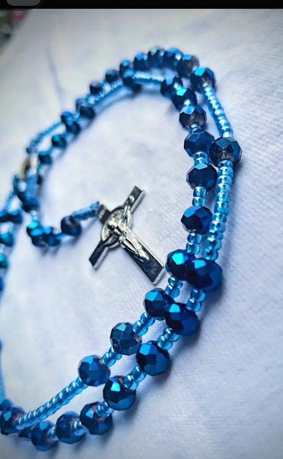 blue catholic rosary  2