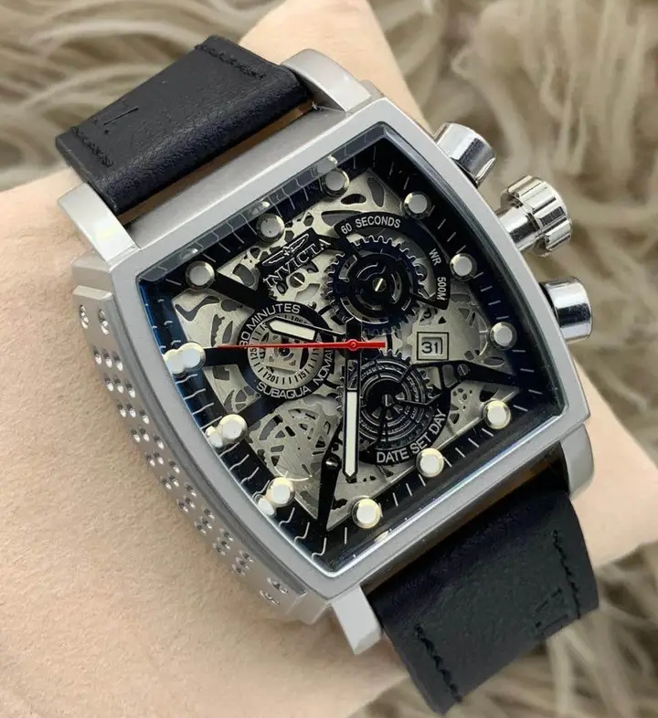 men's leather wristwatch 