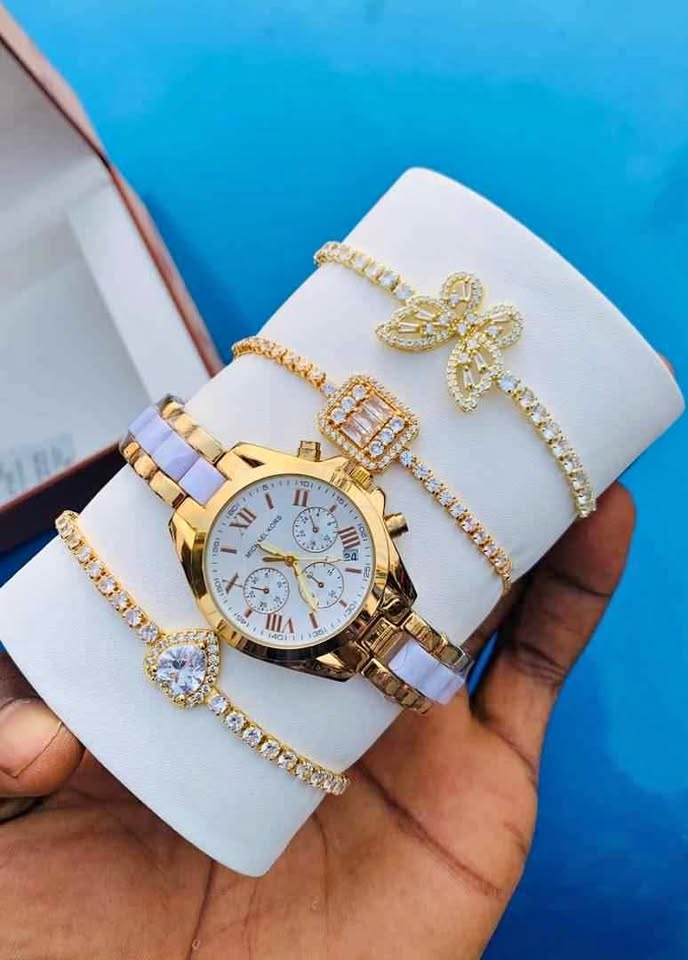 beautiful wrist watch and bracelets set