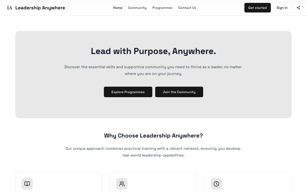 Homepage of Leadership Anywhere