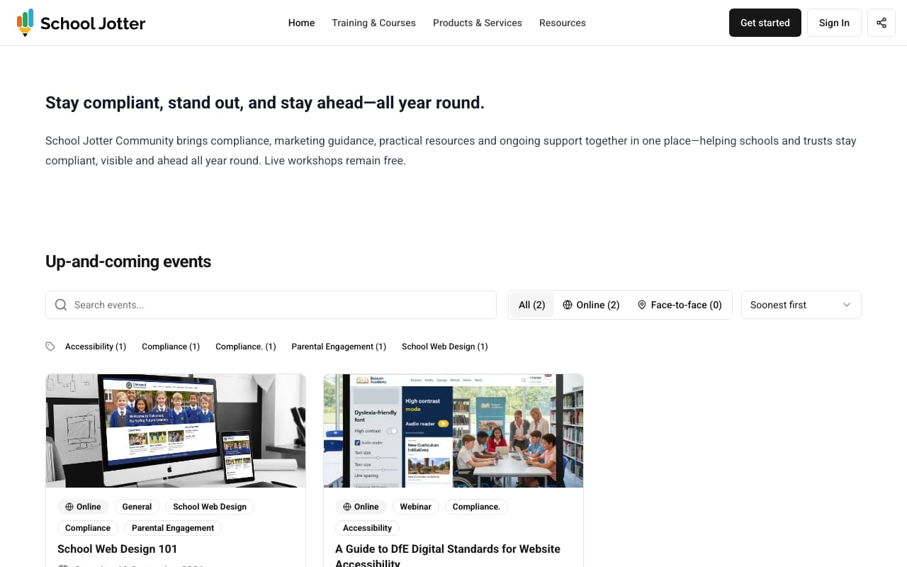 Homepage of School Jotter