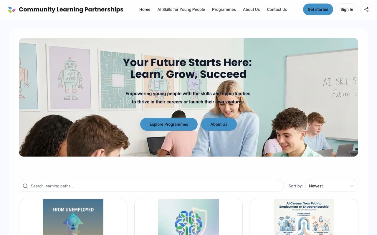 Homepage of Community Learning Partnerships 