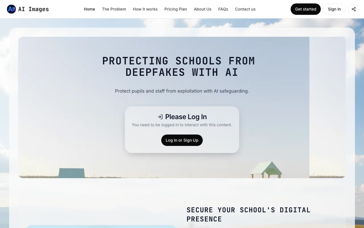 Homepage of AI Images