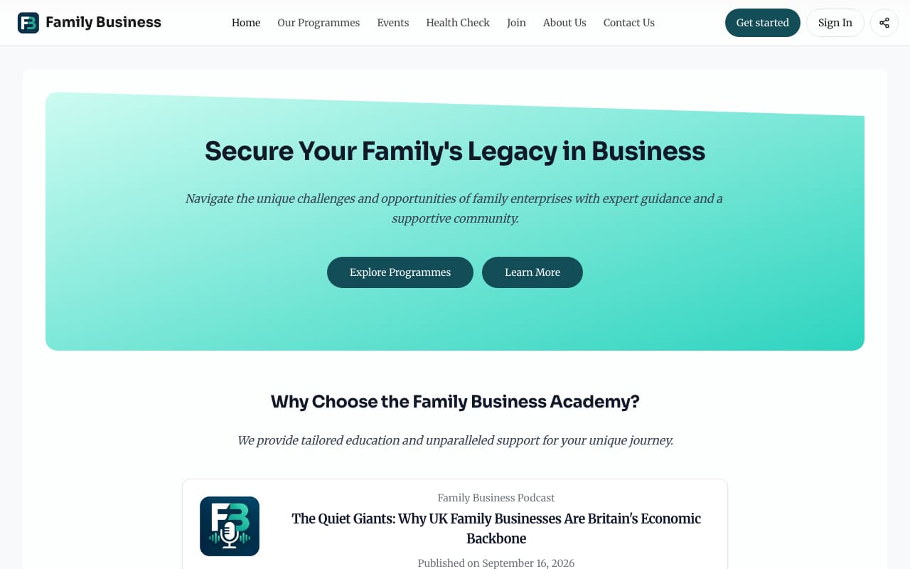 Homepage of Family Business