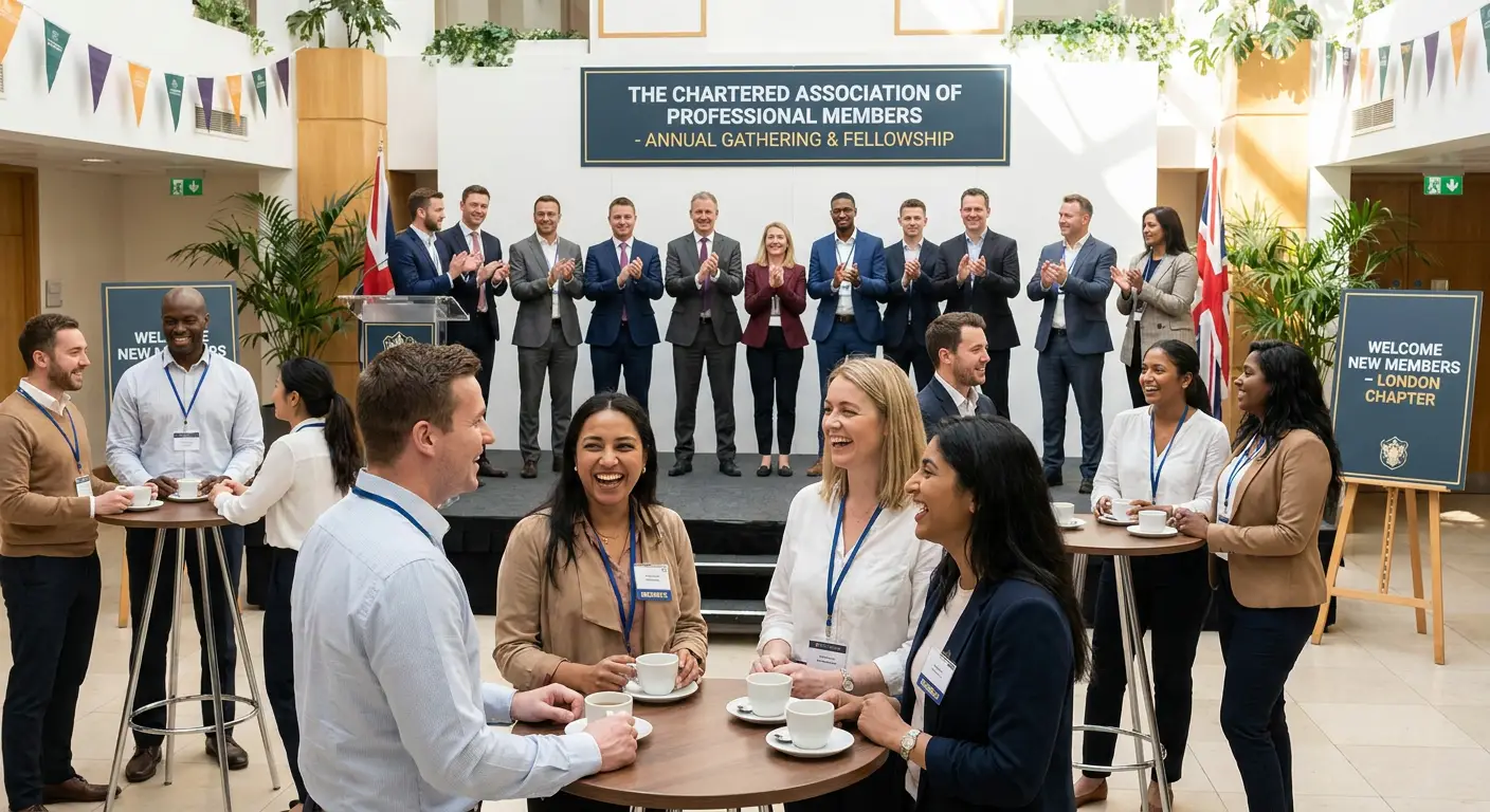 Happy members and professionals mingle at the annual gathering of The Chartered Association of Professional Members in London.