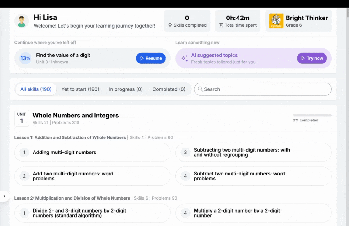 Demo: Practicing math skills