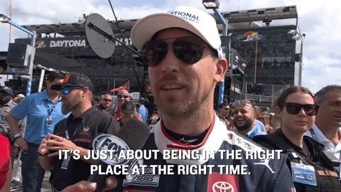 A race car driver says during an interview, 