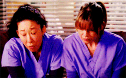 Two nurses looking up at the same time