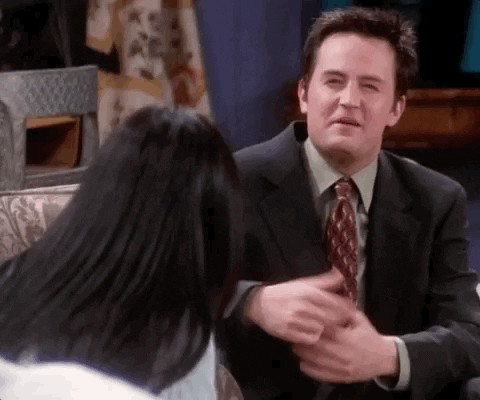Chandler from Friends talking about his anxiety when he meets a new person.