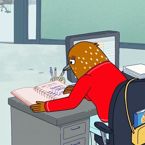 A Bojack Horseman character with a jam-packed weekly planner. The final item reads: 
