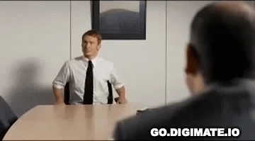 An interviewee falling off the chair in a job interview.