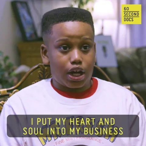 A young Black male saying, 'I put my heard and soul into my business.'