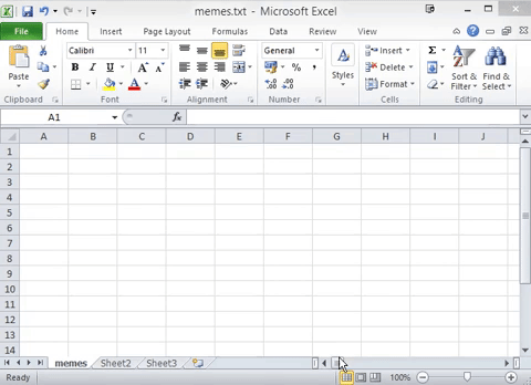 The cursor arrow scrubbing though the columns on an excel spread sheet 