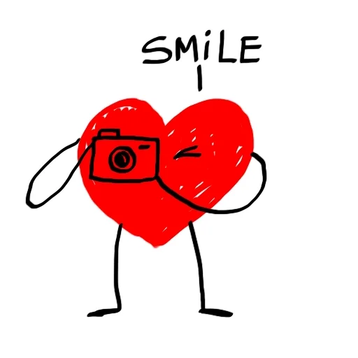 a heart takes a photo while saying 