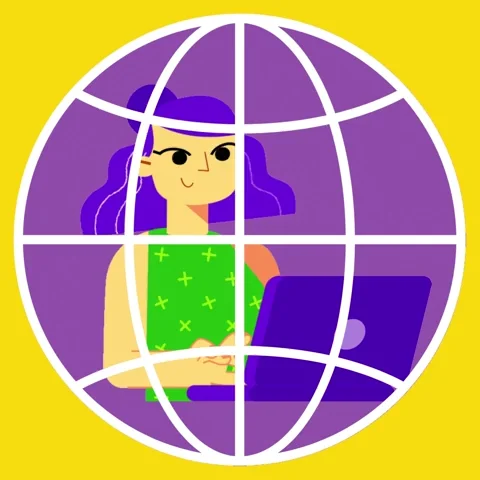 A woman working on her laptop.