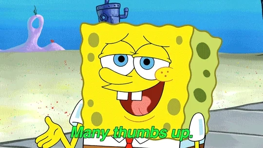 Spongebob giving you many thumbs up.