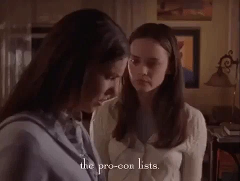 Rory, from Gilmore Girls, looks at her mom, Lorelai. Lorelai says, 