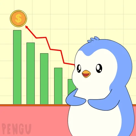 A penguin pointing at a graph with an increasing value 