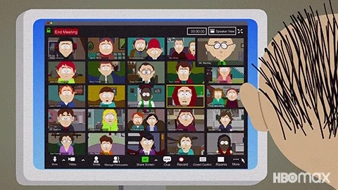 Animated image showing multiple people on a virtual meeting.