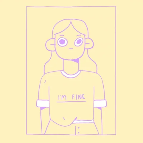 Girl with an exploding head, oh her t-shirt is written 