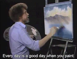 Bob Ross painting and saying 