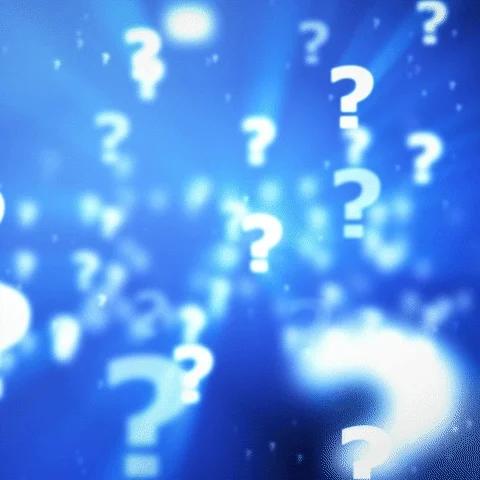 Question marks floating over a blue background.