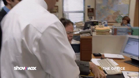 A character from The Office finds his stapler in a bowl of jello.