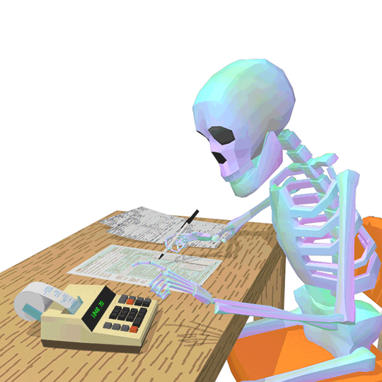 A skeleton calculating taxes