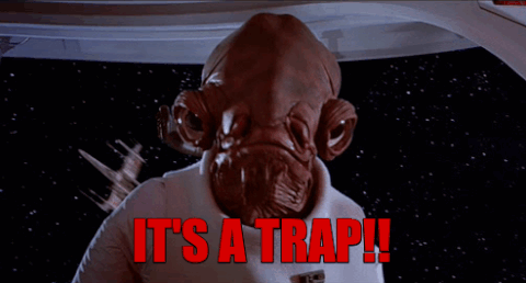 A Star Wars alien on a spaceship saying, 'It's a trap!'