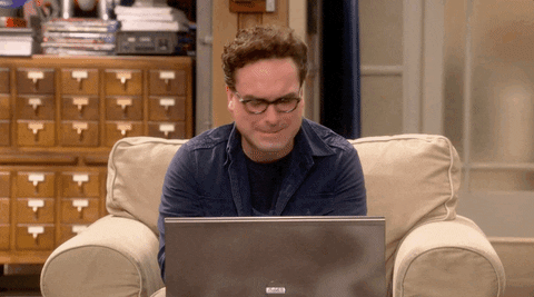 Leonard from Big Bang Theory crying and closing his laptop.