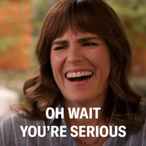 Karla Souza laughing, then awkwardly saying, 
