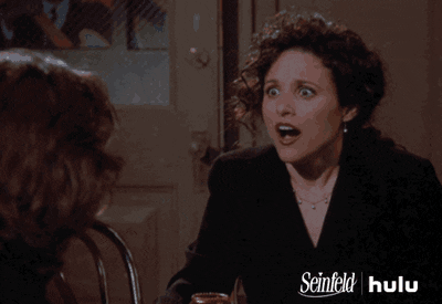 Seinfeld's Elaine wiping her head in relief