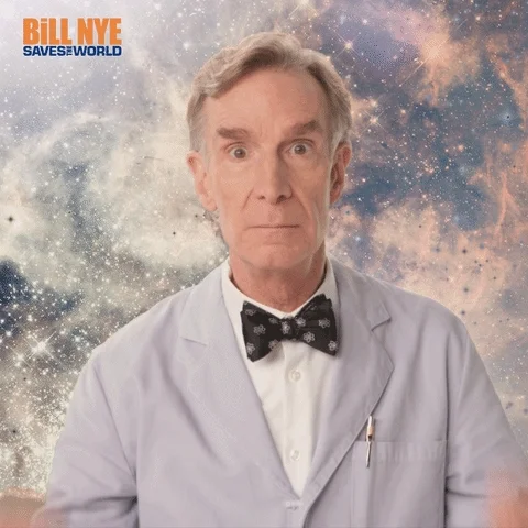 Bill Nye making hand motions to display that his mind is blown.